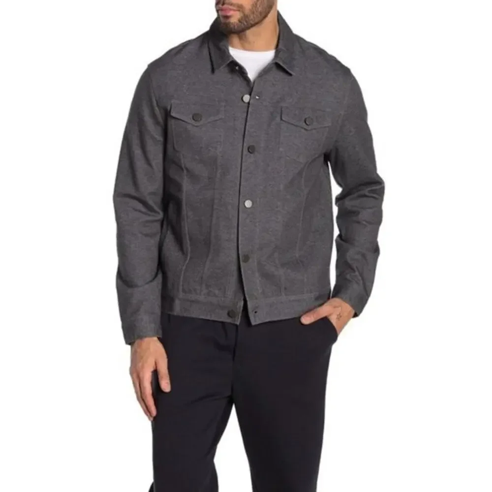 RAFFI men's button up cotton blend knit casual shacket gray jacket Sz Small NEW - Picture 8 of 8